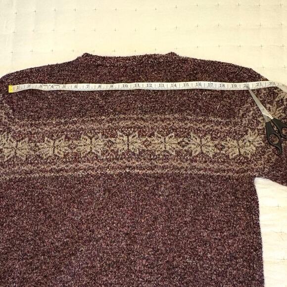Vintage Erika & Co Textured Knit Fair Isle Cardigan Sweater Women's L | Maroon - Picture 9 of 11